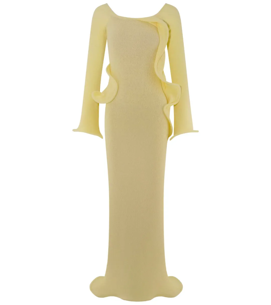 Meshki Sandrine Off Shoulder Knit Maxi Dress - Lemon - Size L / AU 12 for rent on The Volte - main image