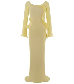 Meshki Sandrine Off Shoulder Knit Maxi Dress - Lemon - Size L / AU 12 for rent on The Volte - image 4