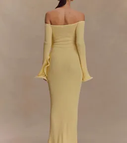 Meshki Sandrine Off Shoulder Knit Maxi Dress - Lemon - Size L / AU 12 for rent on The Volte - image 3