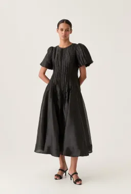 Aje Nova Pleated Midi Dress size 10 Black  for rent on The Volte - image 1