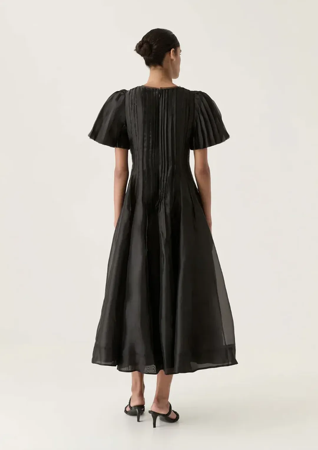 Aje Nova Pleated Midi Dress size 10 Black  for rent on The Volte - main image