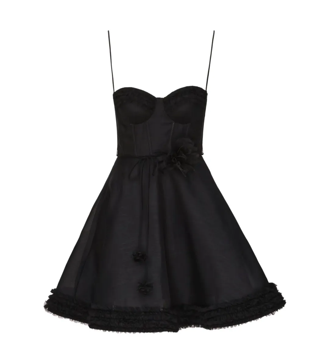 Zimmermann Luna Ruffle Mini Dress Black Size 0 AU 8 for rent on The Volte - main image