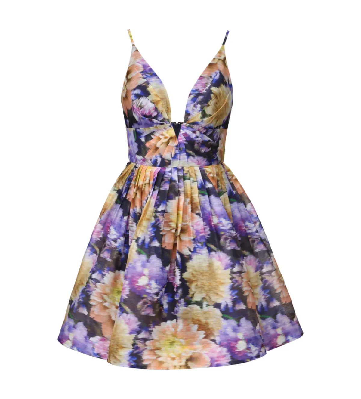 Zimmermann Luna V Neck Mini Dress Navy Dahlia Size 0 AU 8 for rent on The Volte - main image