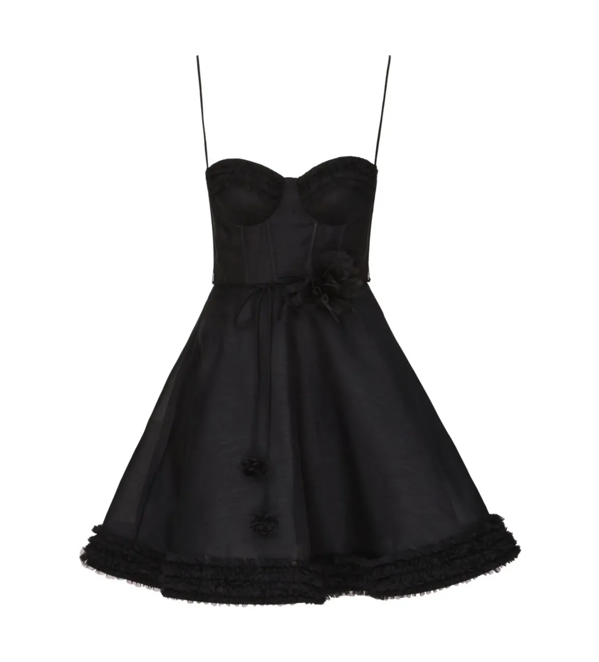 Zimmermann Luna Ruffle Mini Dress Black Size 2 AU 12 for rent on The Volte - main image