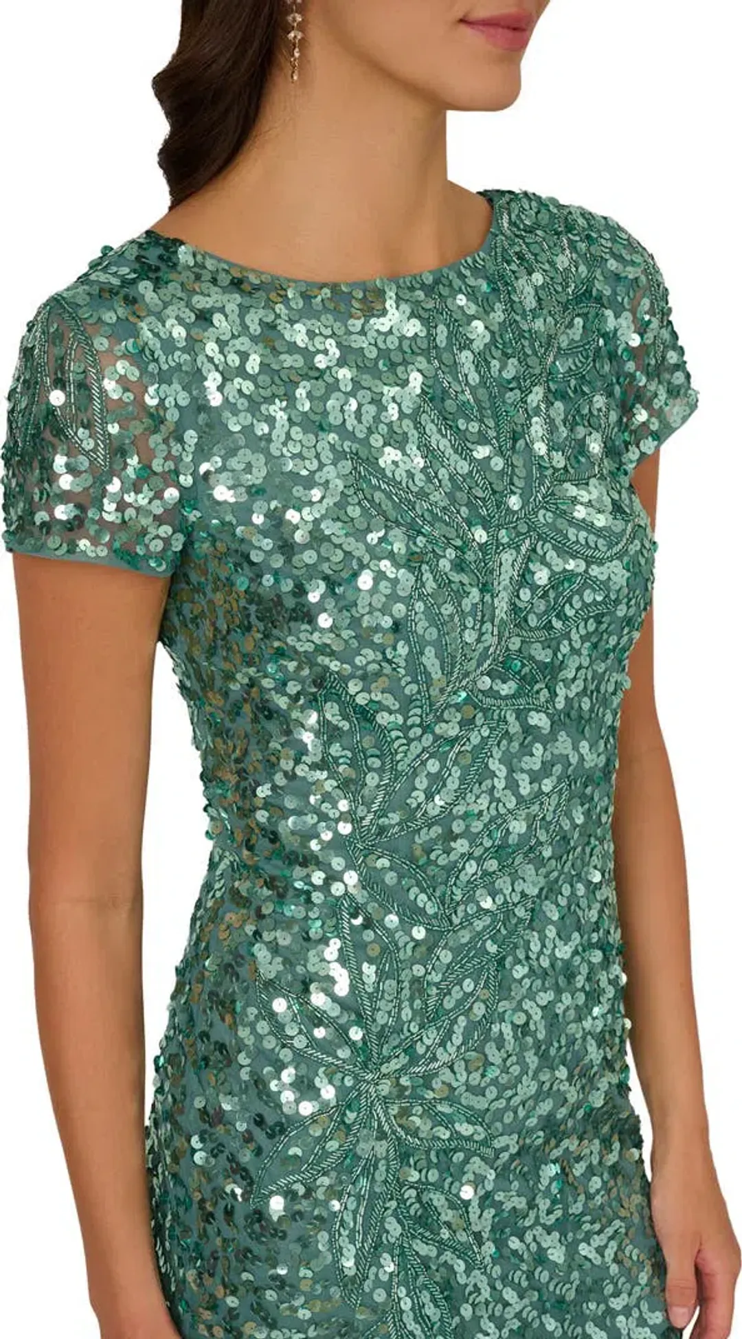 Adrianna Pappell size 18 sequin mesh gown  for rent on The Volte - main image