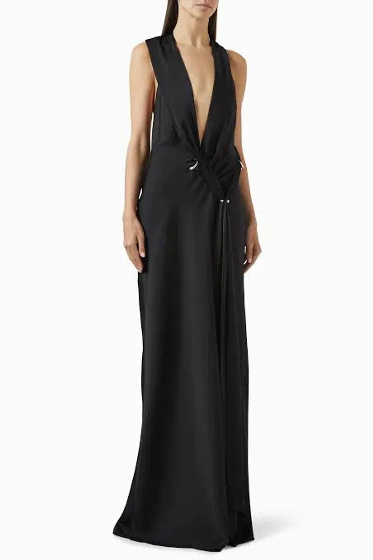 MISHA HARLOW SATIN DRESS BLACK SIZE 12 for rent on The Volte - main image