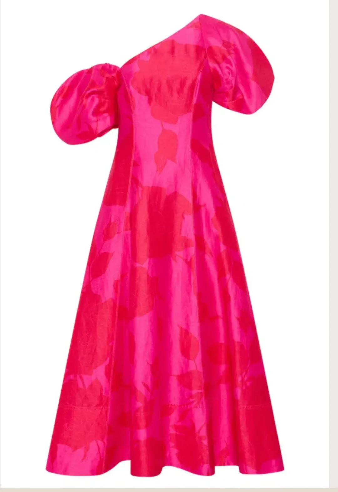 Aje Arista Tulip Sleeve Midi Dress Florescent Rose Pink Size 12 for rent on The Volte - main image