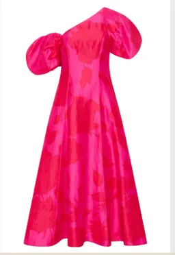 Aje Arista Tulip Sleeve Midi Dress Florescent Rose Pink Size 12 for rent on The Volte - image 4