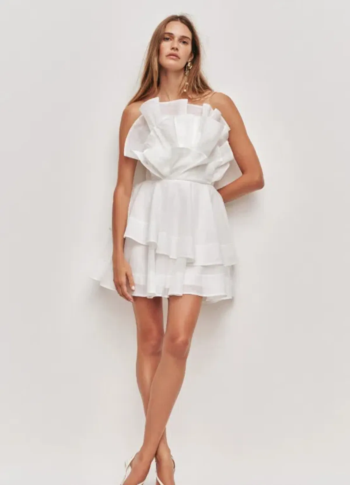 Aje Selestia Mini Dress Ivory White Size 8 for rent on The Volte - main image