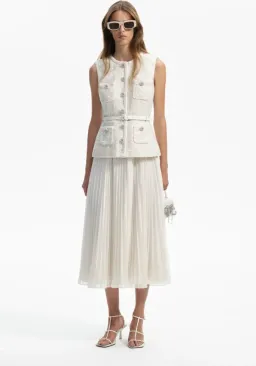 Self-portrait Sequined Bouclé Midi Dress White Size AU8 for rent on The Volte - image 1