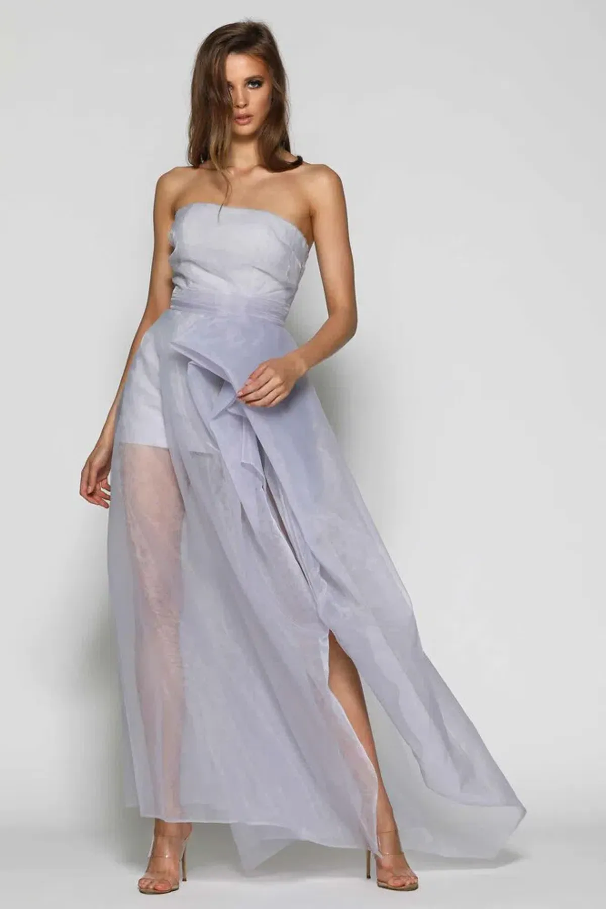 Elle Zeitoune Hazel Dove Dress Grey Size 6 for rent on The Volte - main image