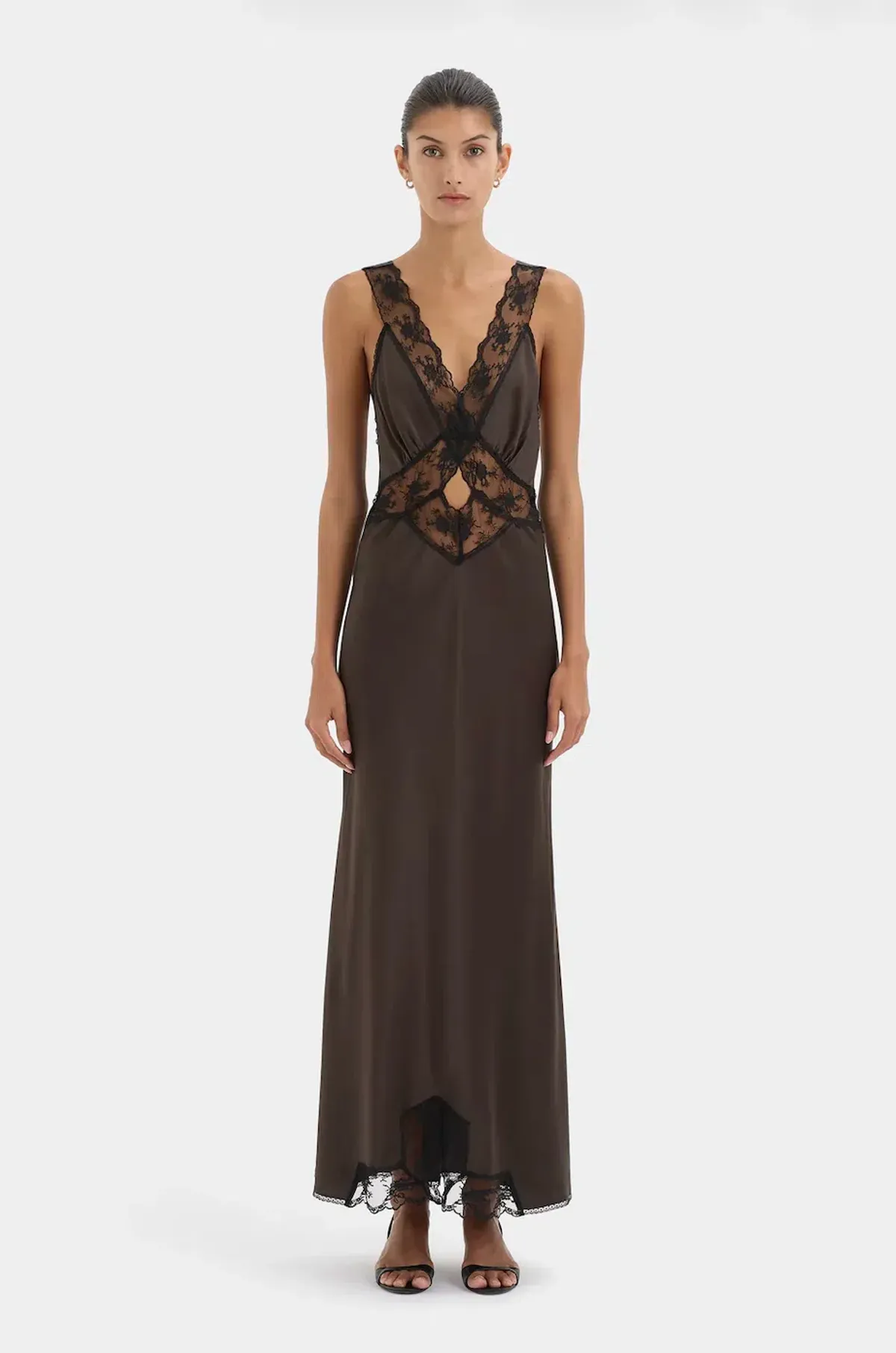 ARIES CUT OUT GOWN | BITTER CHOCOLATE - SIZE 10 for rent on The Volte - main image