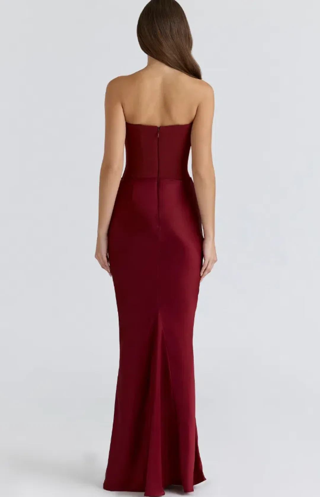 House of CB Persephone wine strapless corset maxi dress Regular Cup Size M for rent on The Volte - main image