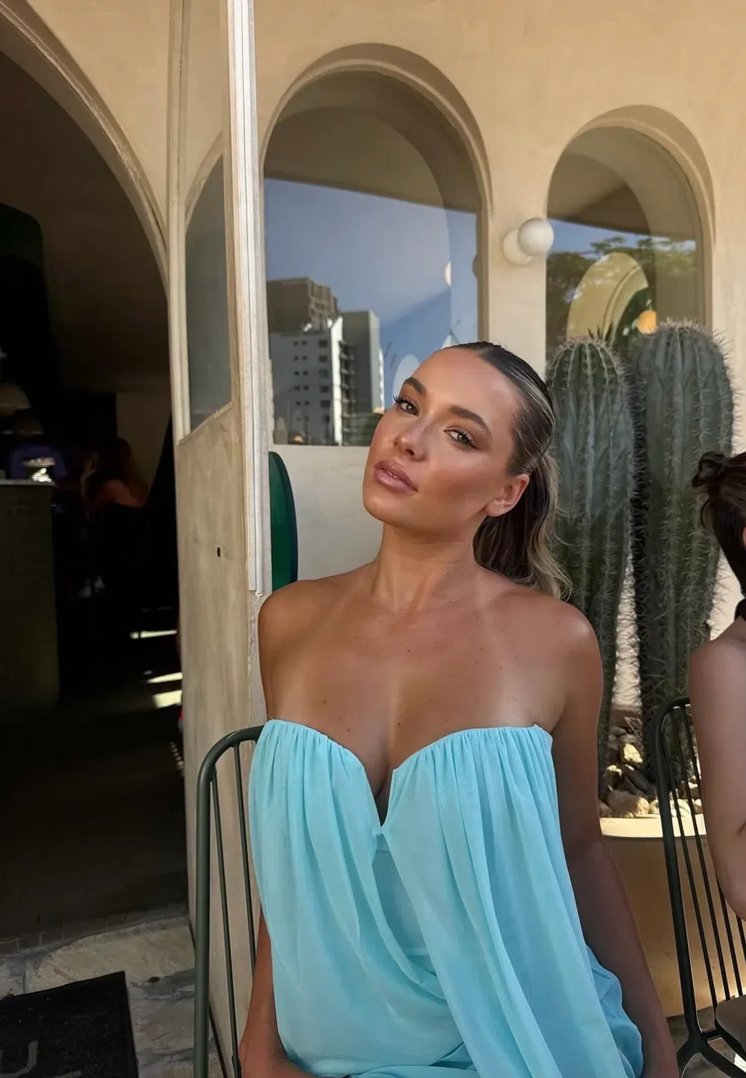 Bec + Bridge danka strapless mini dress in turquoise size 10 for rent on The Volte - main image