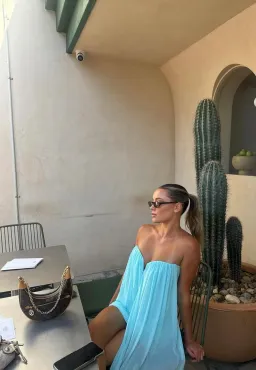 Bec + Bridge danka strapless mini dress in turquoise size 10 for rent on The Volte - image 3