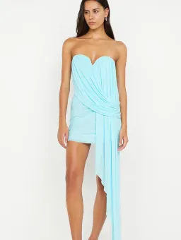 Bec + Bridge danka strapless mini dress in turquoise size 10 for rent on The Volte - image 2