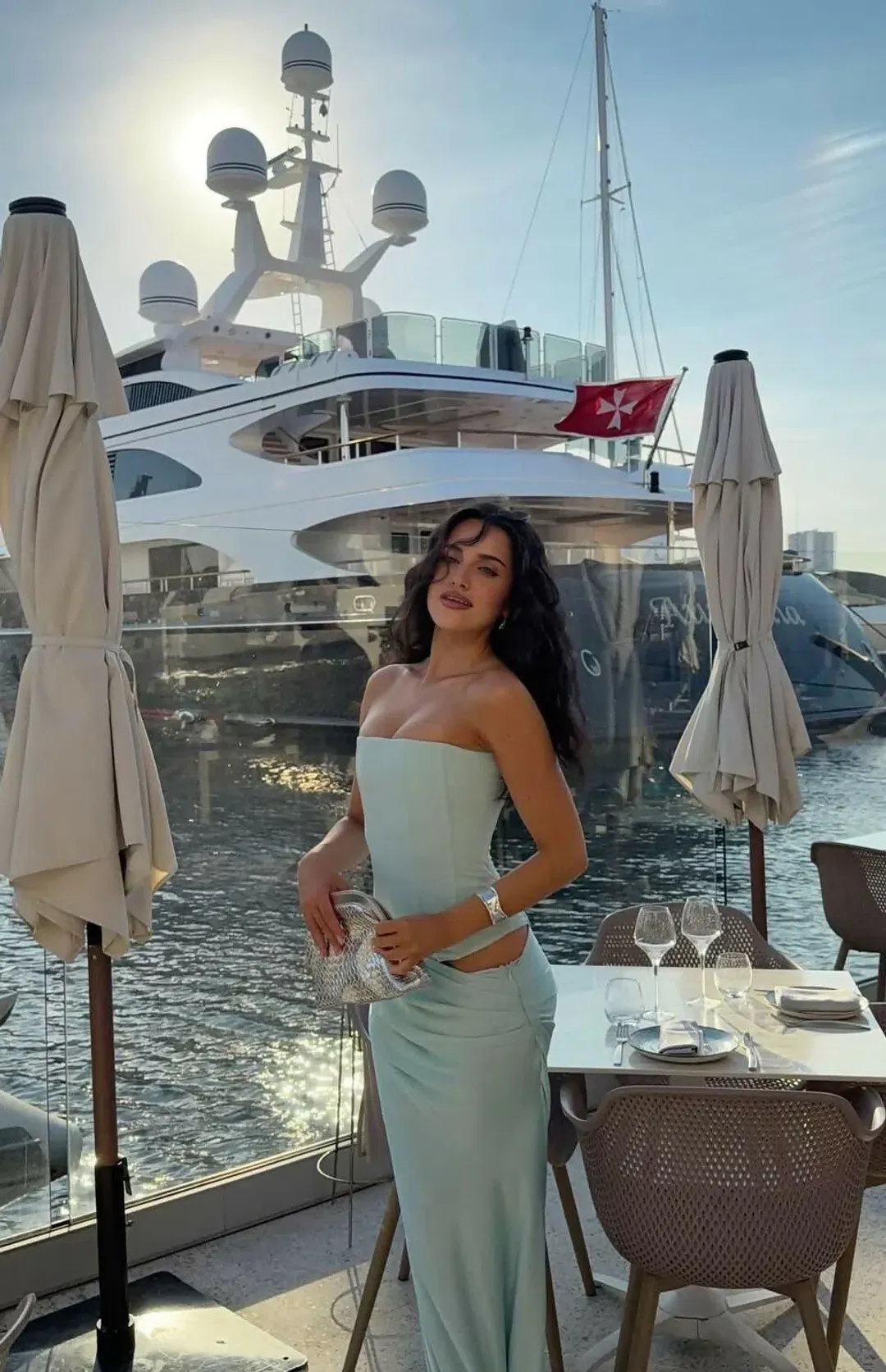 HNTR The Label Huxley Maxi Gown Aqua Size M / AU 10 for rent on The Volte - main image