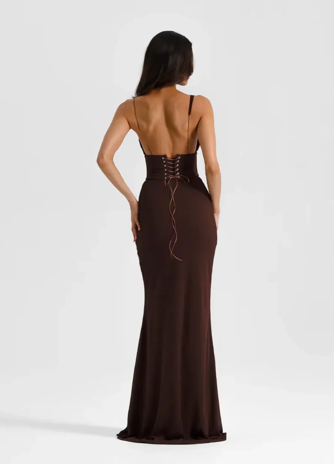 HALLIE GOWN | ESPRESSO - SIZE 8 for rent on The Volte - main image