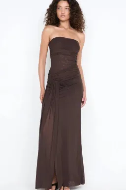 IDA STRAPLESS DRESS | DARK CHOCOLATE - SIZE 6 for rent on The Volte - image 2