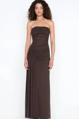 IDA STRAPLESS DRESS | DARK CHOCOLATE - SIZE 6 for rent on The Volte - image 1