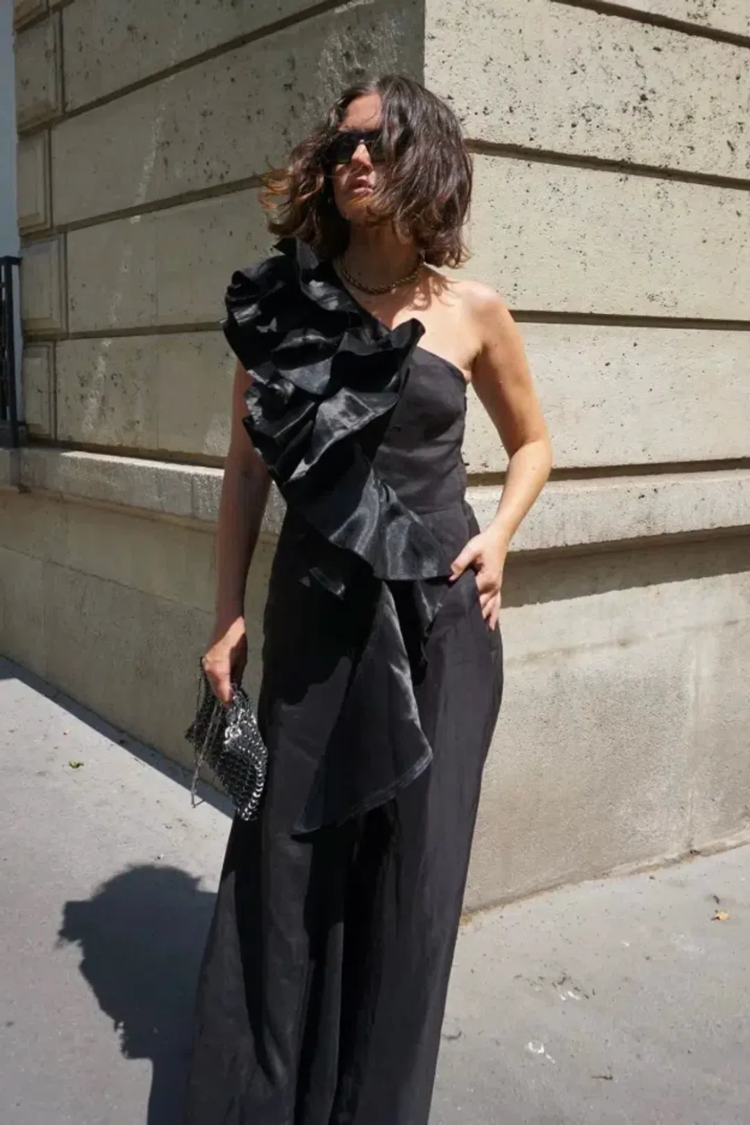 ADELIA RUFFLE MIDI DRESS | BLACK for rent on The Volte - main image