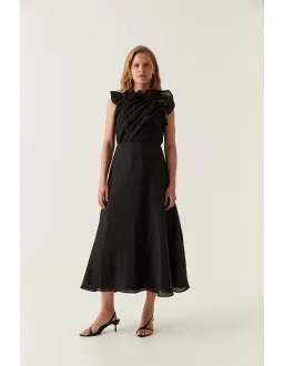Aje Genesis Midi Dress Black size 8 for rent on The Volte - image 1