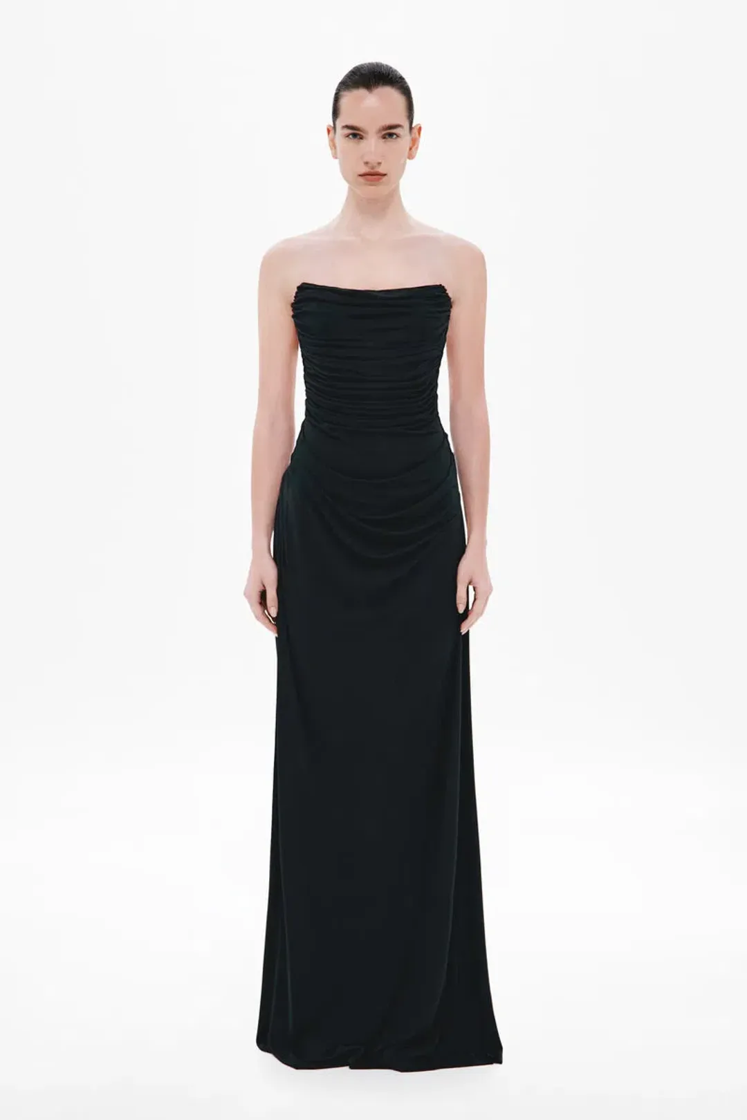 MISHA The Dry Jersey Draped Midi Dress – Black 12 for rent on The Volte - main image