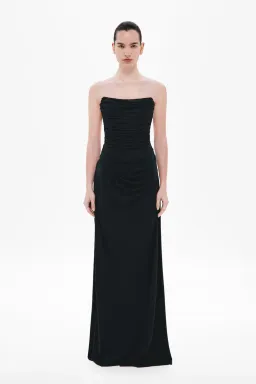 MISHA The Dry Jersey Draped Midi Dress – Black 12 for rent on The Volte - image 3