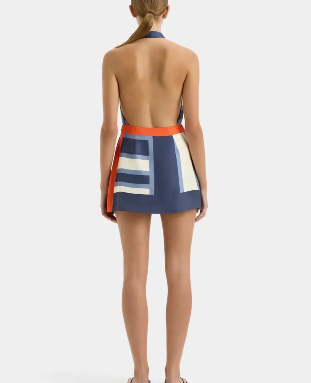 SIR the Label dazed wrap halter mini dress in studio print size 10 for rent on The Volte - main image