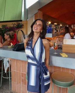 SIR the Label dazed wrap halter mini dress in studio print size 10 for rent on The Volte - image 8