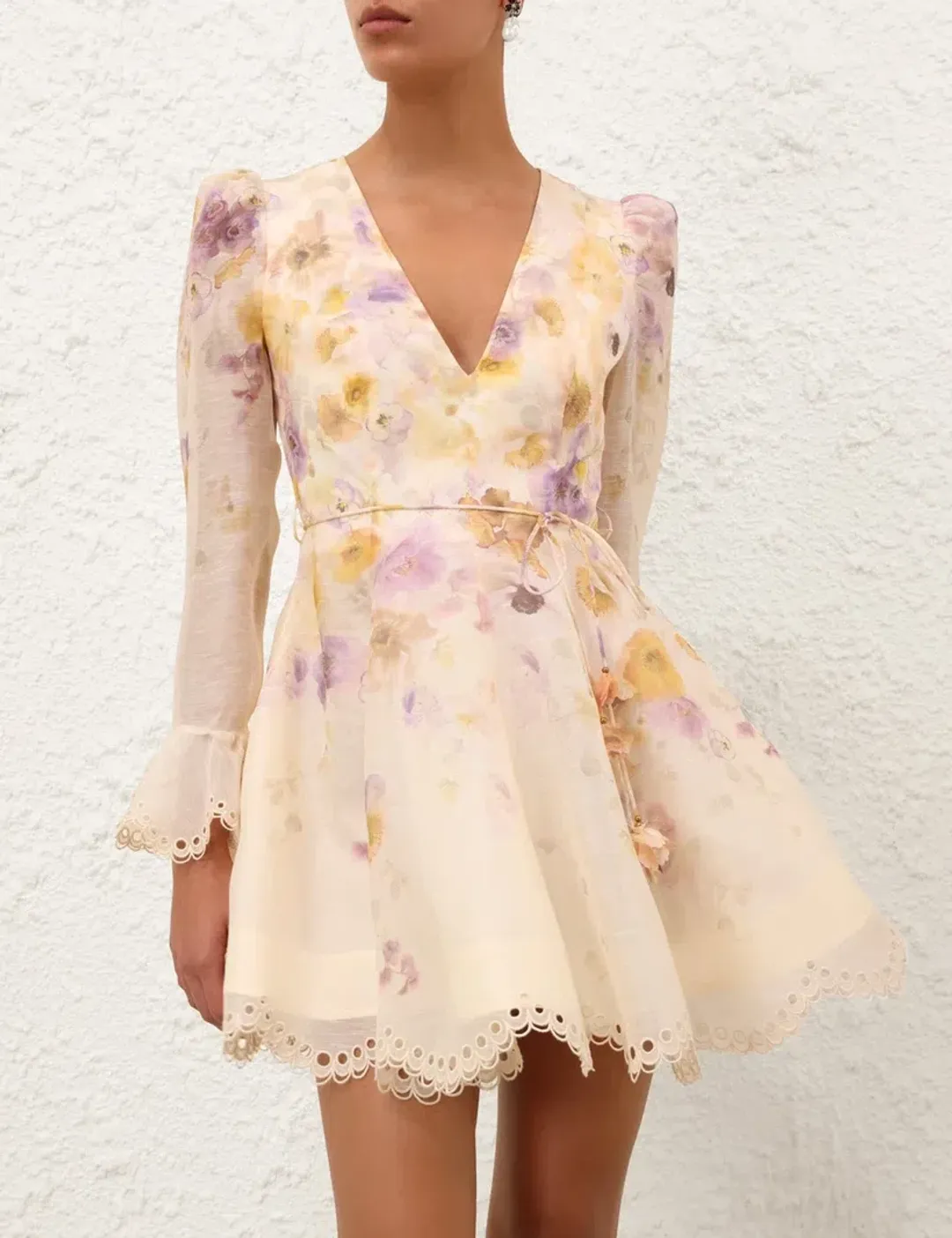 Zimmermann Memento Embroidered Mini Dress in Pansy Floral | Size 1 AU 10 for rent on The Volte - main image