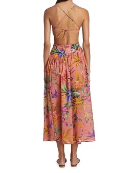 Zimmerman Tropicana asymmetrical dress in pink floral size 1 for rent on The Volte - image 2