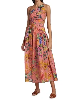 Zimmerman Tropicana asymmetrical dress in pink floral size 1 for rent on The Volte - image 3