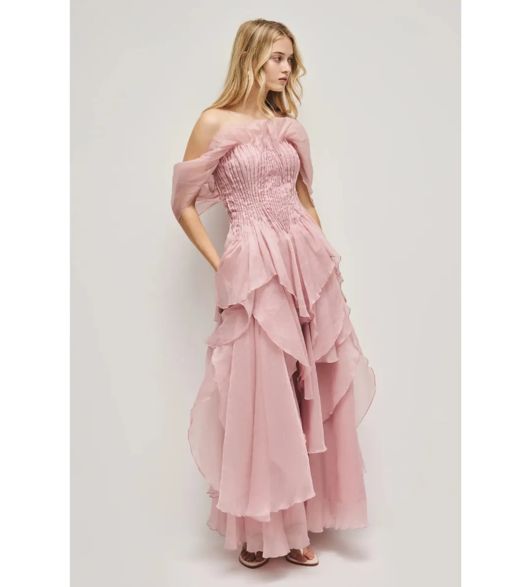 Aje Nisha Gown in Fawn Pink Size AU6 for rent on The Volte - main image