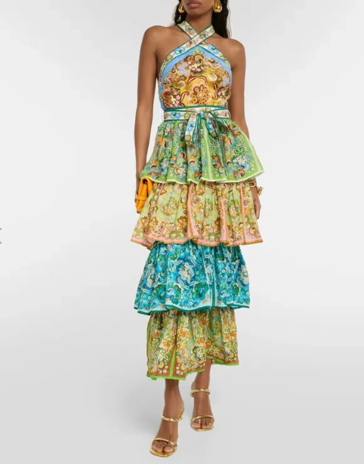 Alemais - Dreamer Halter Tier Dress In Multi for rent on The Volte - main image
