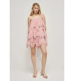 Aje Ophelia Lace Mini Dress in Fawn Pink Size AU6 for rent on The Volte - image 1