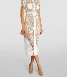 Self Portrait  White Lace Button Front Midi Dress for rent on The Volte - image 6