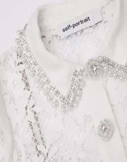 Self Portrait  White Lace Button Front Midi Dress for rent on The Volte - image 3