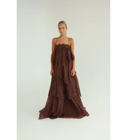 Aje Ophelia Lace Gown in Chocolate Size AU6 for rent on The Volte - image 1