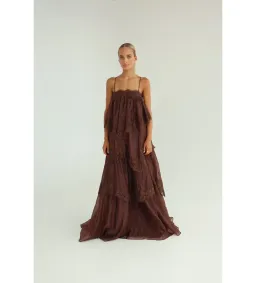 Aje Ophelia Lace Gown in Chocolate Size AU6 for rent on The Volte - image 2