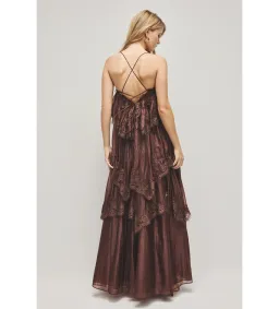 Aje Ophelia Lace Gown in Chocolate Size AU10 for rent on The Volte - image 3