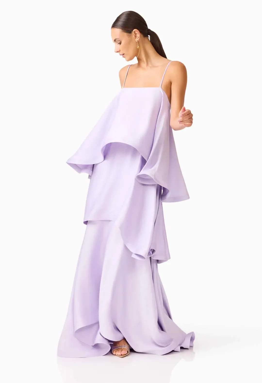 Tilly 3 Tiered Maxi Dress in Purple Size AU 10 for rent on The Volte - main image
