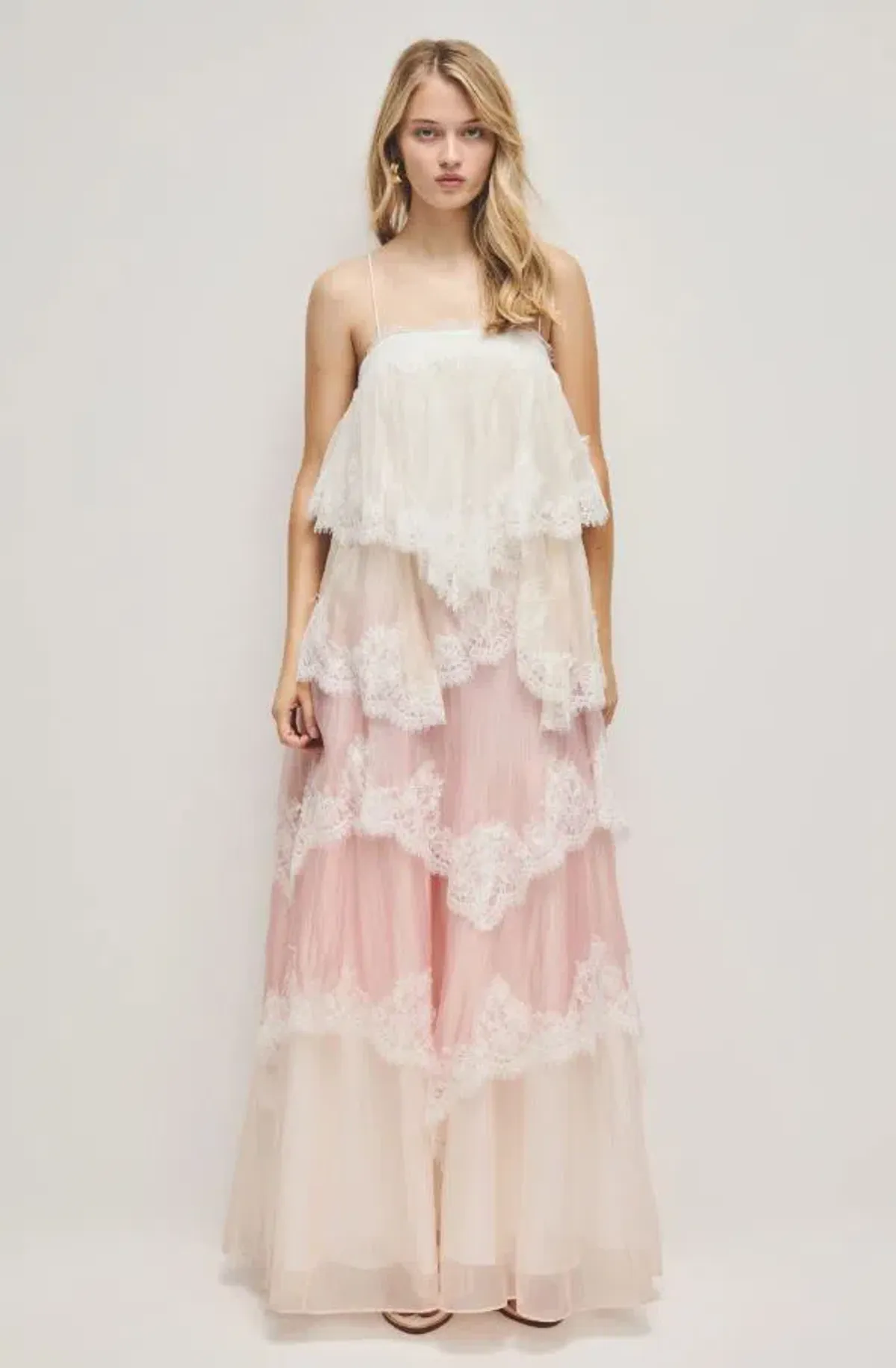 Aje Ophelia Lace Gown Pink 6  for rent on The Volte - main image