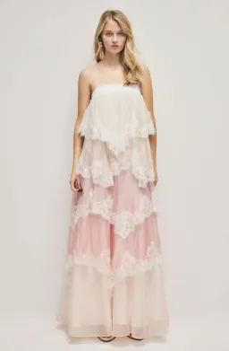 Aje Ophelia Lace Gown Pink 6  for rent on The Volte - image 1
