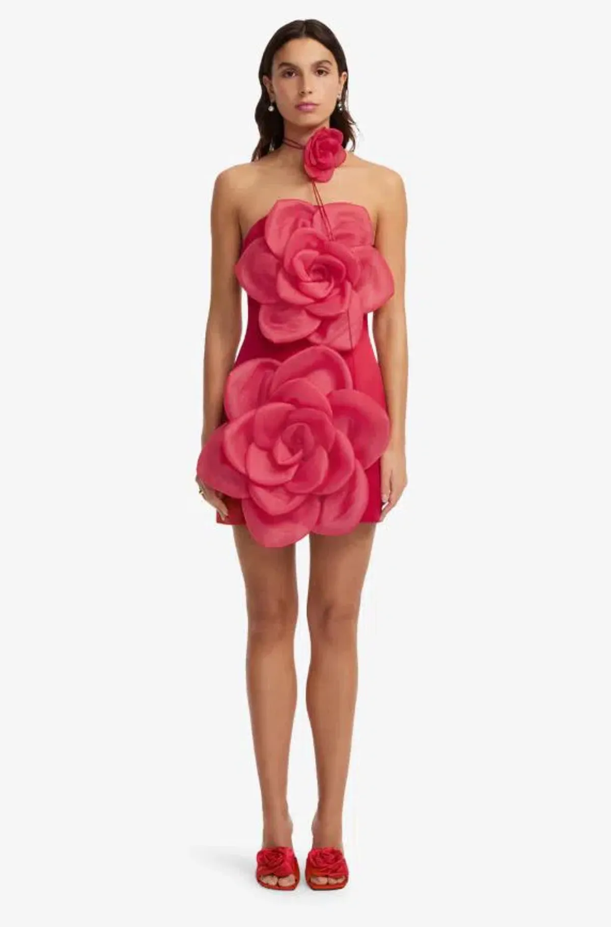 Leo Lin Floret Mini Dress Scarlet 8 for rent on The Volte - main image