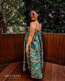 Alemais Carmine Printed Open Back Midi Dress Green Floral Multi Size 10 for rent on The Volte - image 2