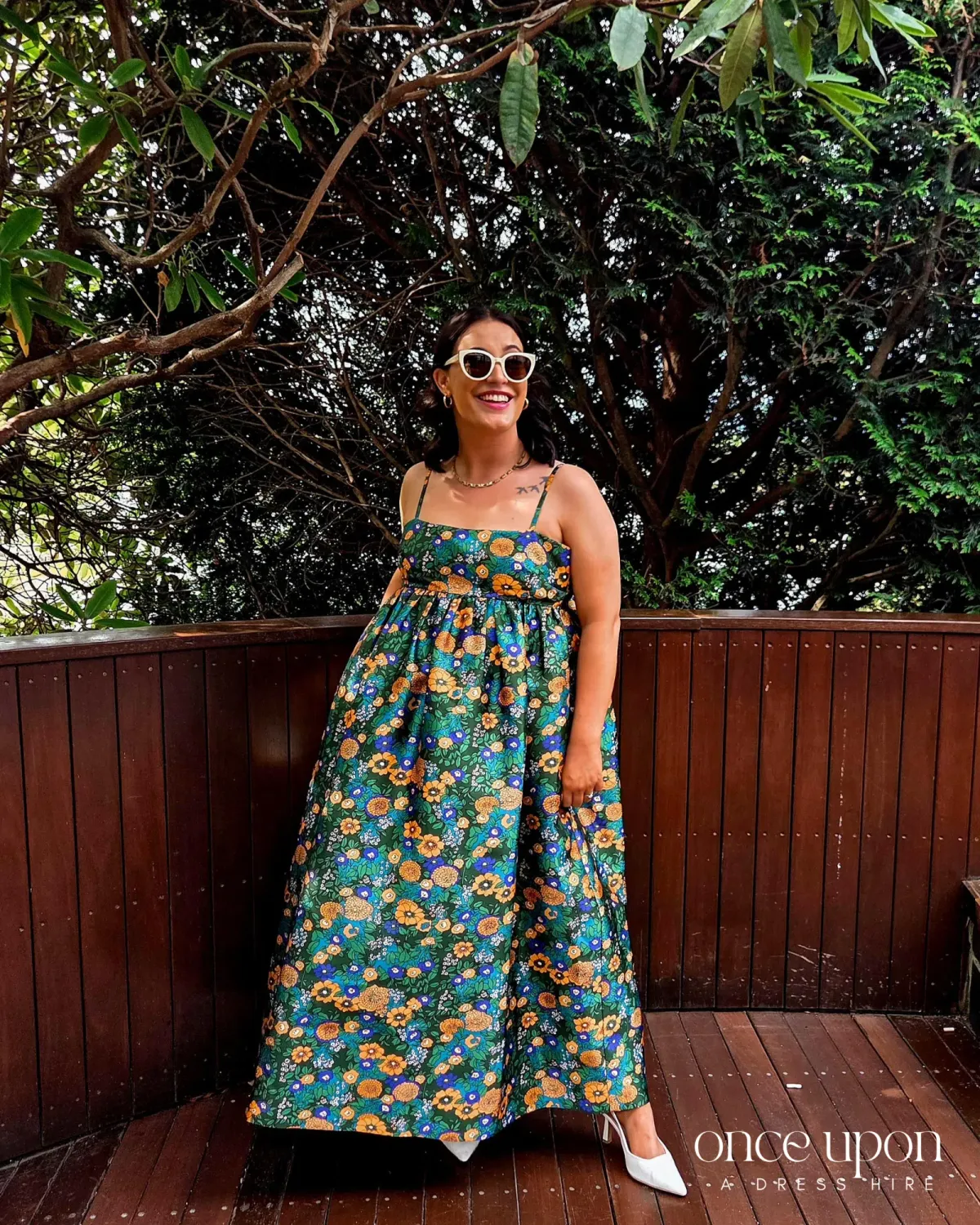 Alemais Carmine Printed Open Back Midi Dress Green Floral Multi Size 10 for rent on The Volte - main image