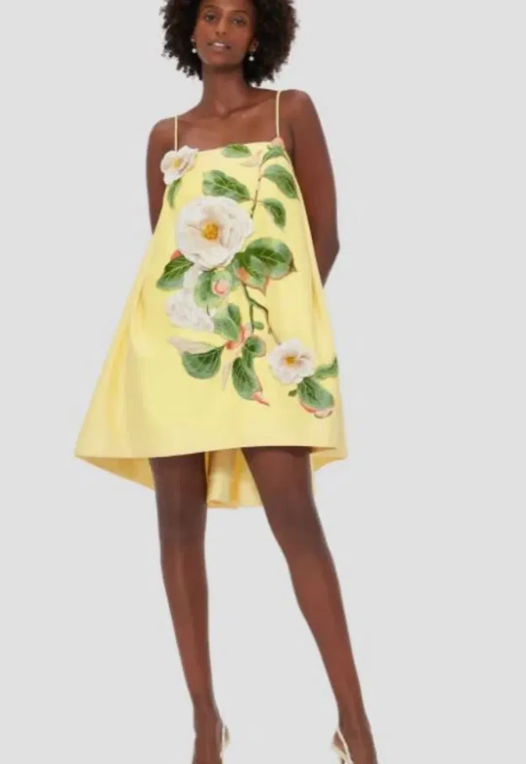 Leo Lin Felicia Applique Floral Mini in Sorbet Yellow for rent on The Volte - main image
