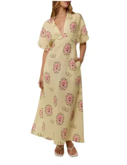 Palm Noosa Jasmine Dress Savanna Tile Size 10  for rent on The Volte - image 2