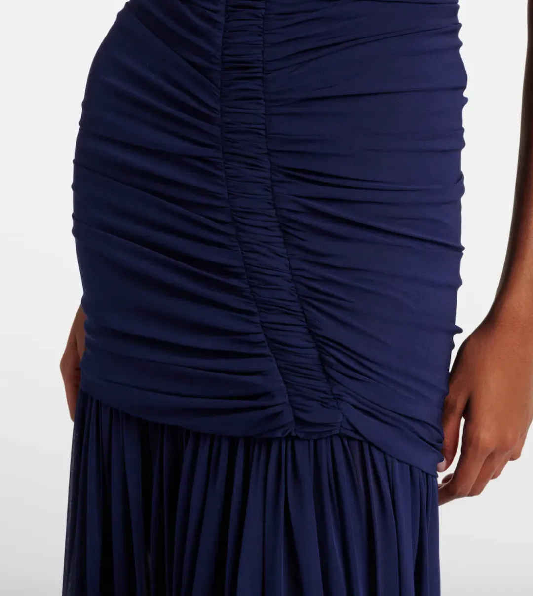 CHRISTOPHER ESBER Orion ruched halterneck gown in Navy Blue AU 6  for rent on The Volte - main image